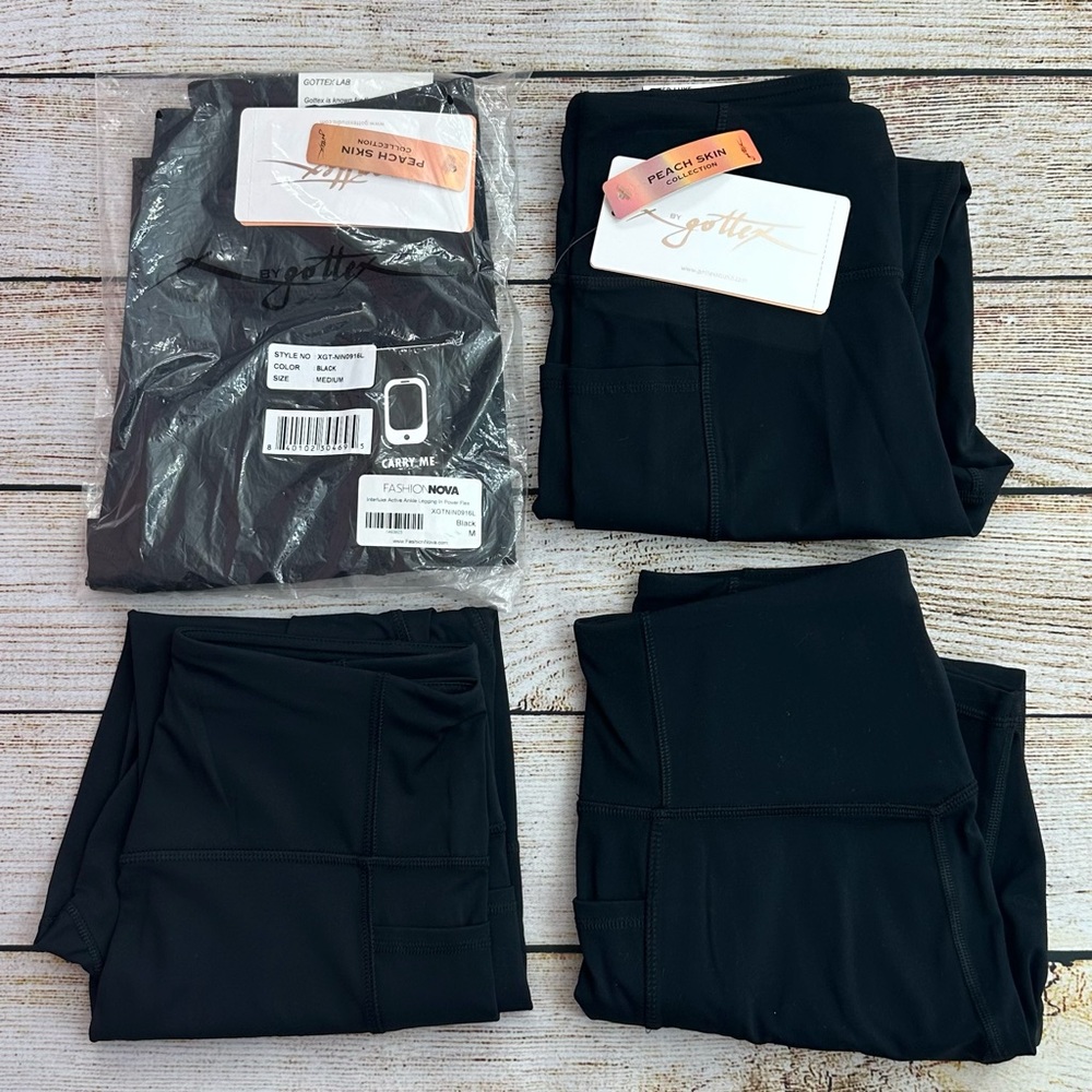 Set of 4 Black Flex Active Ankle Legging In Sculpt Tech With 2 Cellphone Pockets